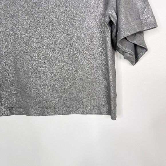 Lululemon X SoulCycle Womens 6 To The Beat Tee Luminosity Foil Print Grey Silver - Picture 4 of 9